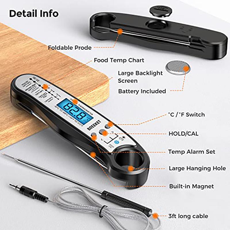 Kitchen Digital Thermometer Instant Read Meat Thermometer with Probe for Cooking Fast & Precise Food Thermometer with Backlight
