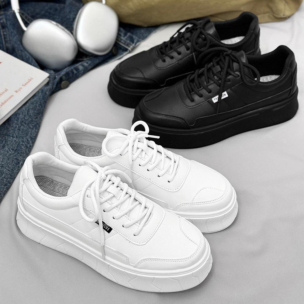 Fashion Men's Platform Skate Shoes Breathable Lace-Up Sneakers Comfort-Fit Design Spring-Summer Casual Footwear Urban Style Thick Sole