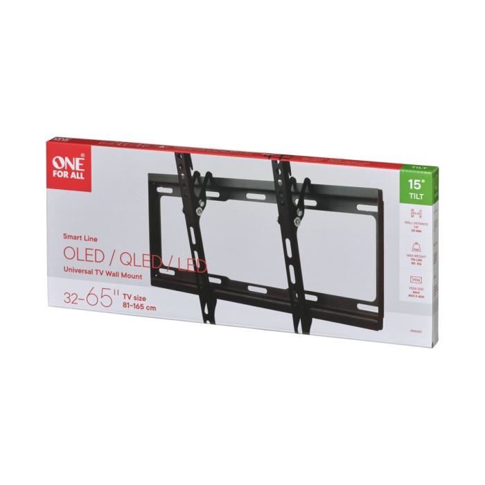 ONE FOR ALL WM2421 - Support mural avec réglage d'inclinaison de 15° pour TV de 32 à 65" (81 à 165cm) - Noir