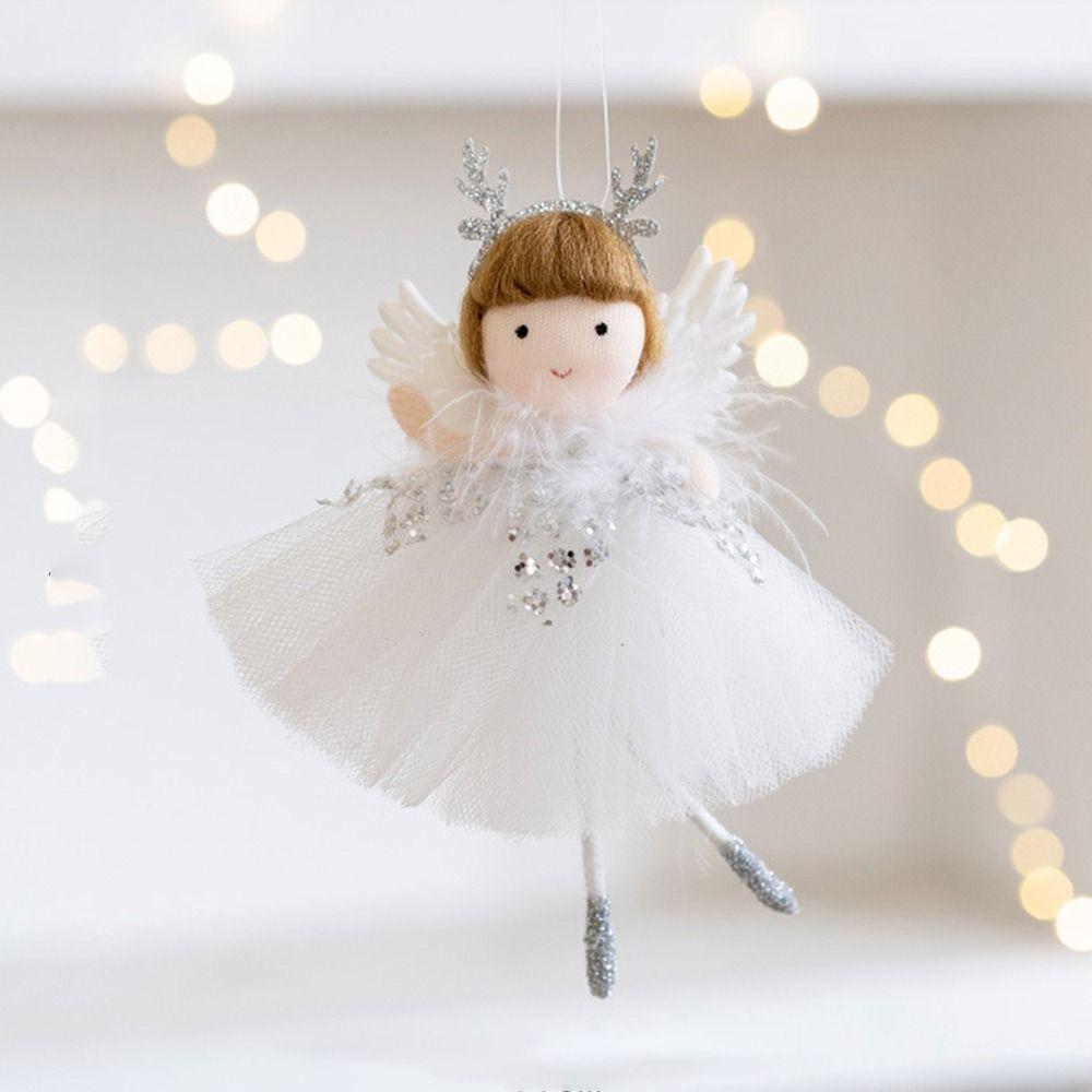 Plush Toys Christmas Hanging Decorations Pink White Xmas Tree Ornaments Hanging Pendants Doll