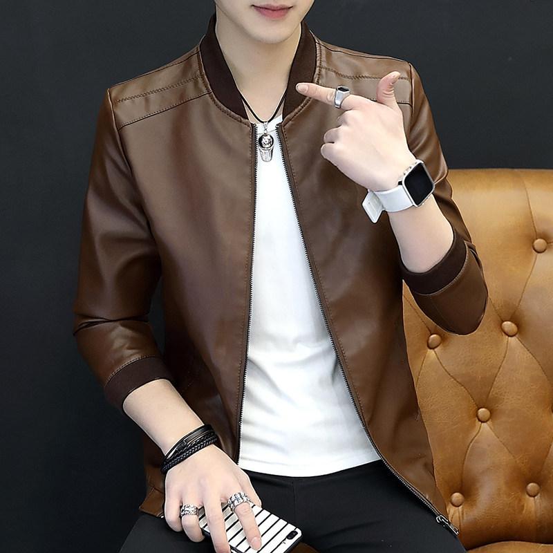 New Leather Jacket Men's Trend Korean Version of Men's PU Leather Jacket Men's Coat Leather