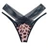 Leopard Print Thong: Women's Ice Silk Hollow-Out Strap Bandage Underwear