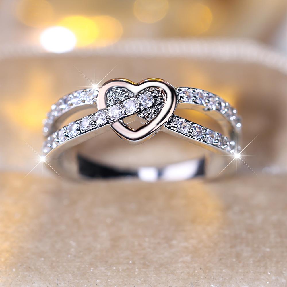 Изысканный двойной дизайн серебряного цвета с полым сердцем и бесконечностью, парное кольцо для женщин, свадебные украшения для невесты