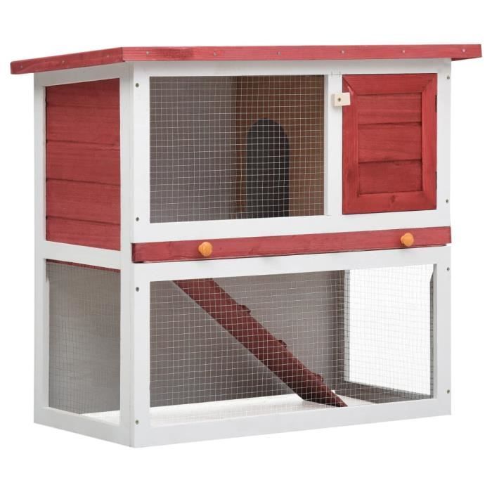 Outdoor Rabbit Hutch - vidaXL - Red - Wood - 90x45x80 Cm - For Rabbits