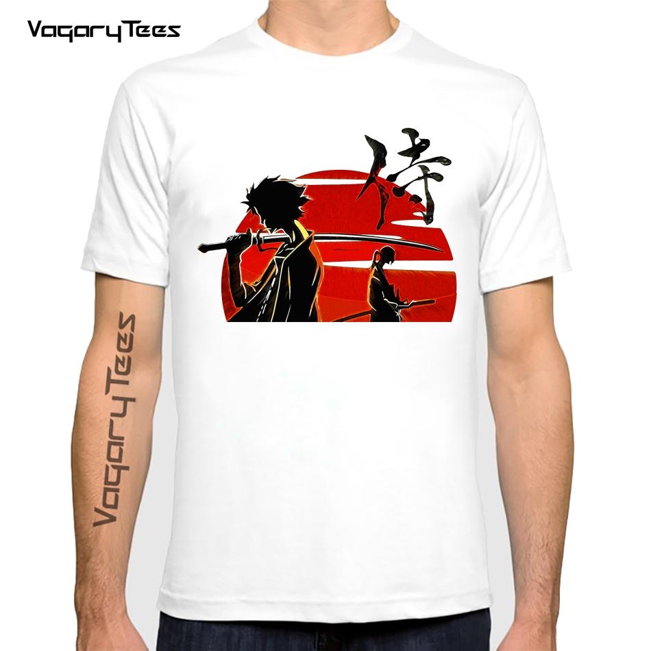 Винтажная футболка с принтом Samurai Champloo Samurai Sunset, оверсайз, большой размер, с круглым вырезом, повседневная, уличная одежда, Япония, аниме, футболка