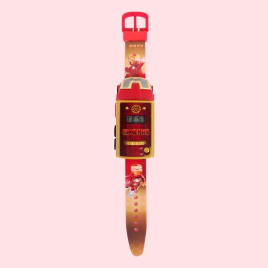 Детская проекционная игрушка Случайные 6 узоров Функция отката Съемный мультяшный Креативное развлечение АБС Железный Человек Проекционные часы Детская игрушка