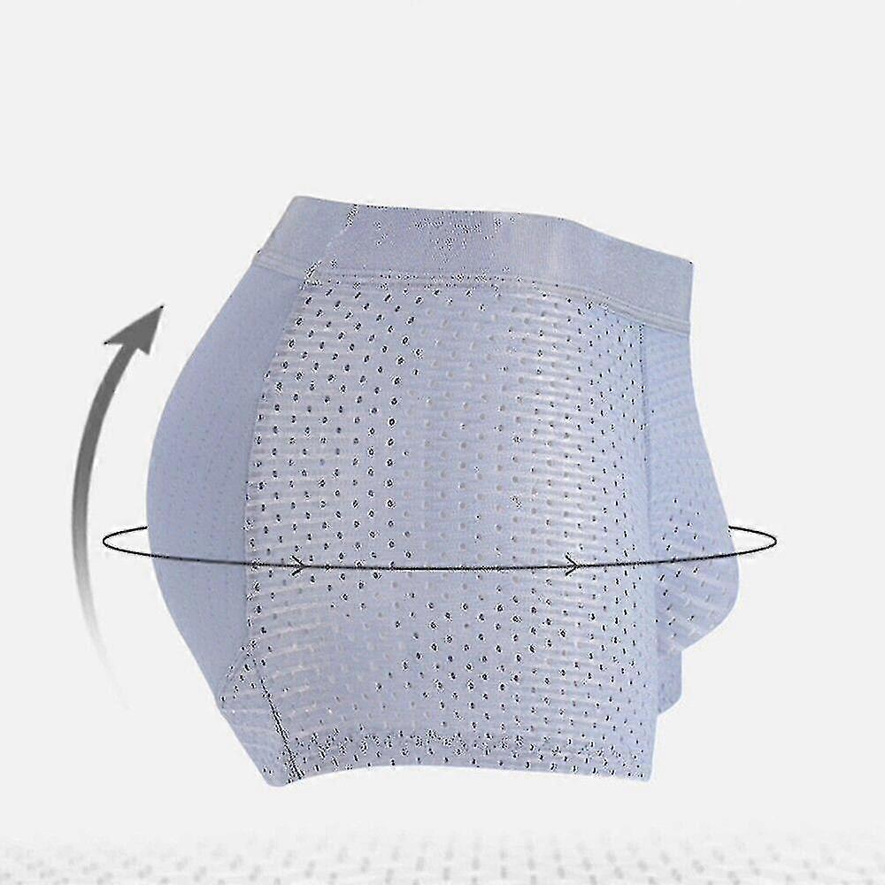 Men Hip Butt Lifter Enhancer Briefs Padded Boxer Underwear-Blue-XL