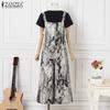 ZANZEA Women Summer Loose Printed A-Line Jumpsuits