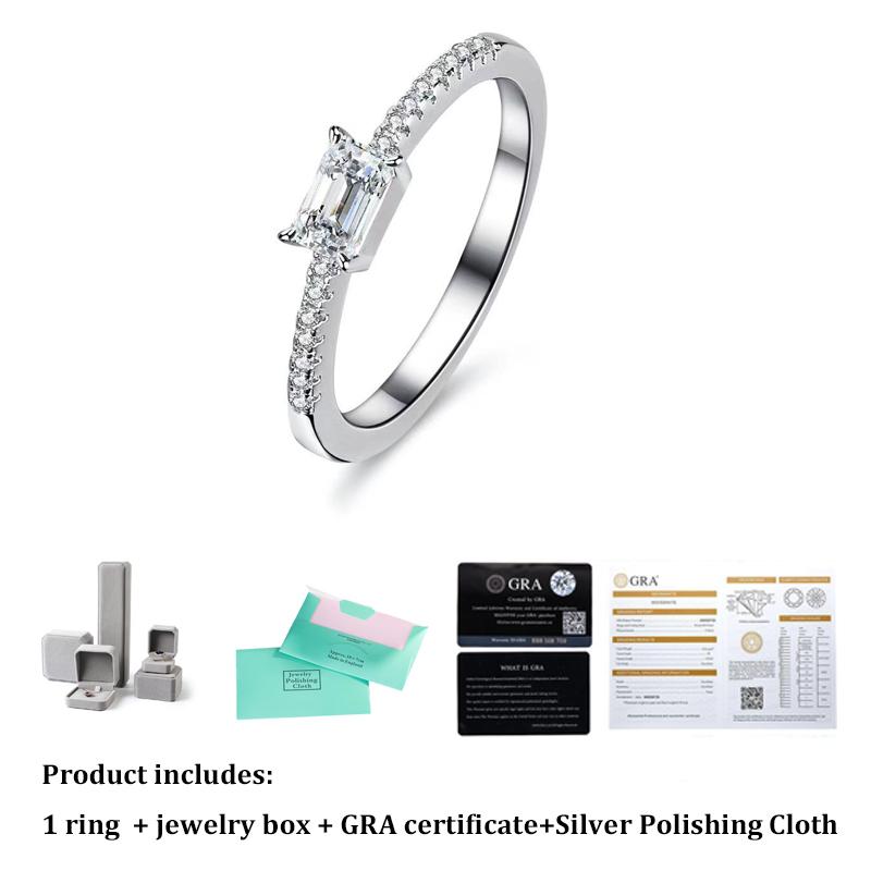 Модное квадратное кольцо с настоящим муассанитом и бриллиантом 0,5 карата изумрудной огранки, чистое серебро S925 для женщин, свадебные ювелирные украшения