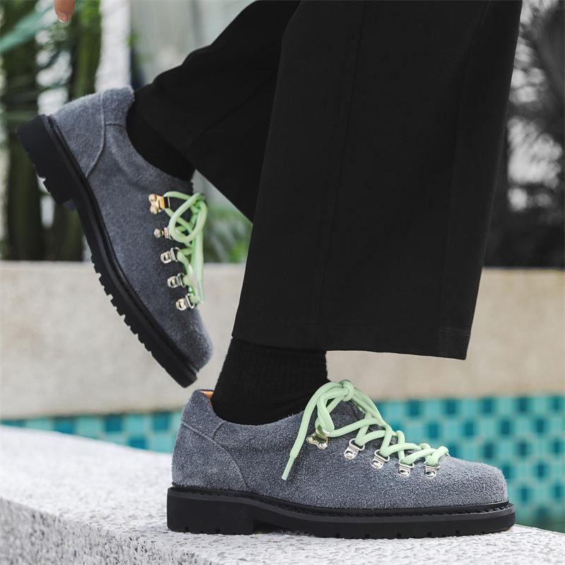 Мужские ботинки чукка из замшевой кожи на осень 2025 года, повседневная рабочая обувь, толстая подошва, круглый носок, слипоны, удобные, ретро, роскошные ботильоны