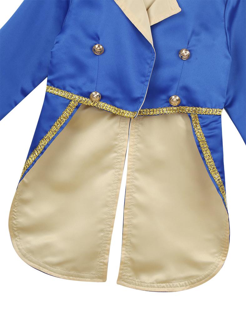 Boys Prince Costume Long Sleeve Turn Down Collar Tuxedo Jacket Tailcoat Halloween Cosplay Party Outfit