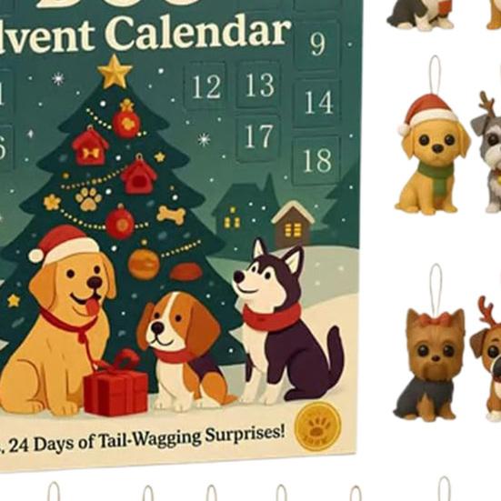 Dog Advent Calendar 2025 24 Days Christmas Countdown Calendar with 24 Dog Breeds Ornaments Christmas Gift for Dog Lovers