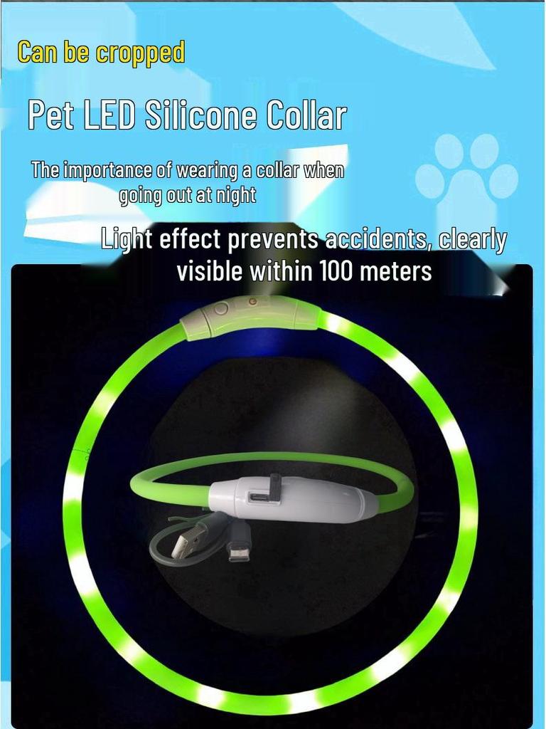 USB Rechargeable LED Dog Collar with Type C Port for Night Visibility
