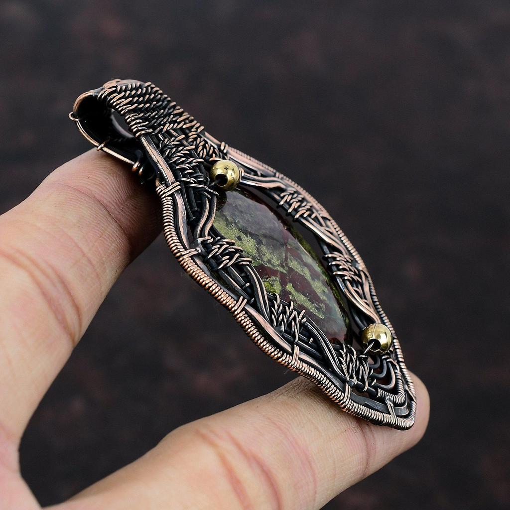 Dragon Bloodstone Pendant Copper Wire Wrapped Pendant Gemstone Copper Jewelry Handmade Brand New Pendant Dragon Bloodstone Jewelry For Gift