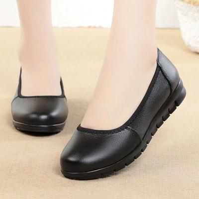 2024 Высококачественная женская обувь из искусственной кожи, женские туфли на плоской подошве, повседневные туфли на плоской подошве с круглым носком и неглубокой мягкой подошвой, женские туфли без застежек