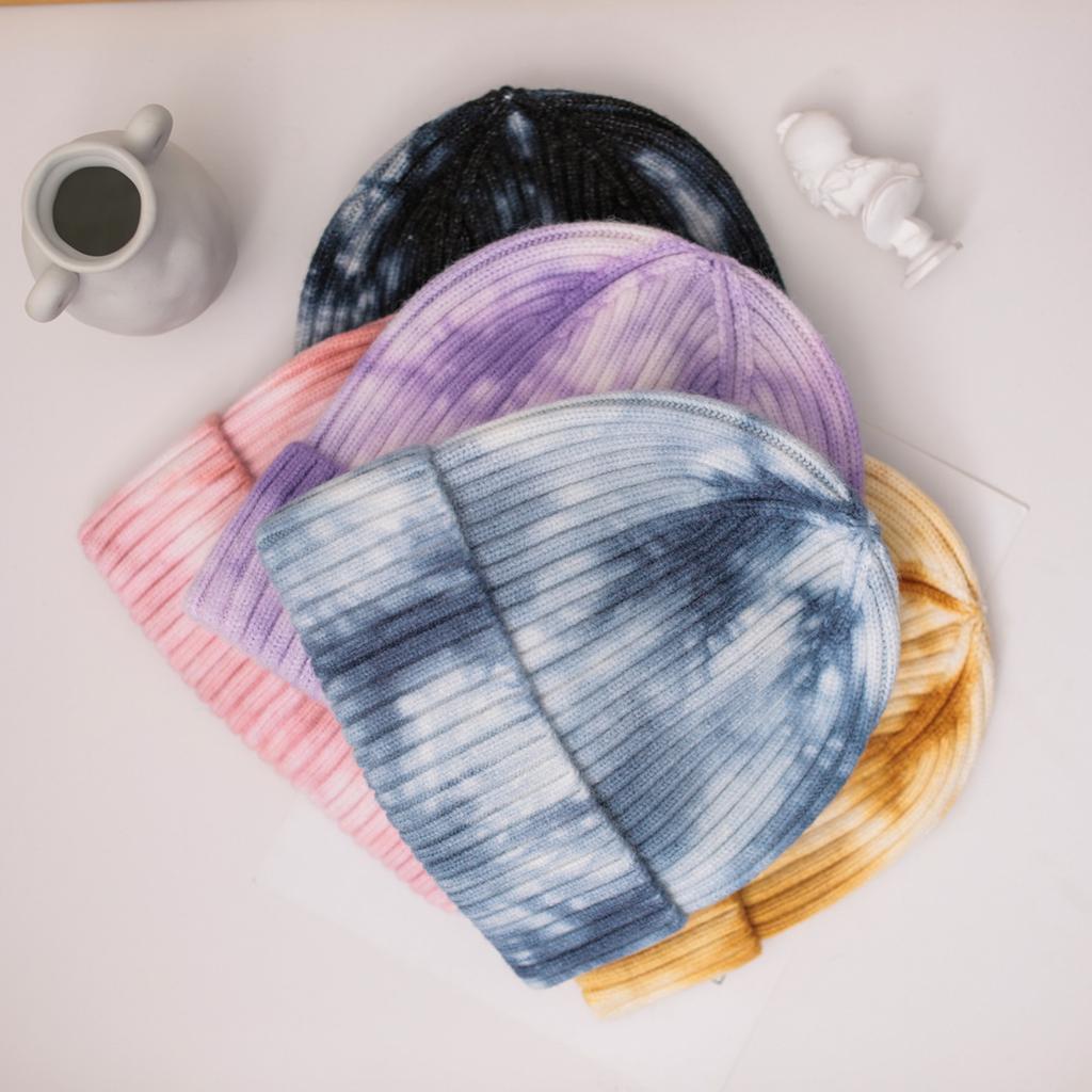 Cross-Border Trendy Tie-Dye Knitted beanie Unisex Hip-Hop Sports Warm Japanese Style Thickened Cold Hat