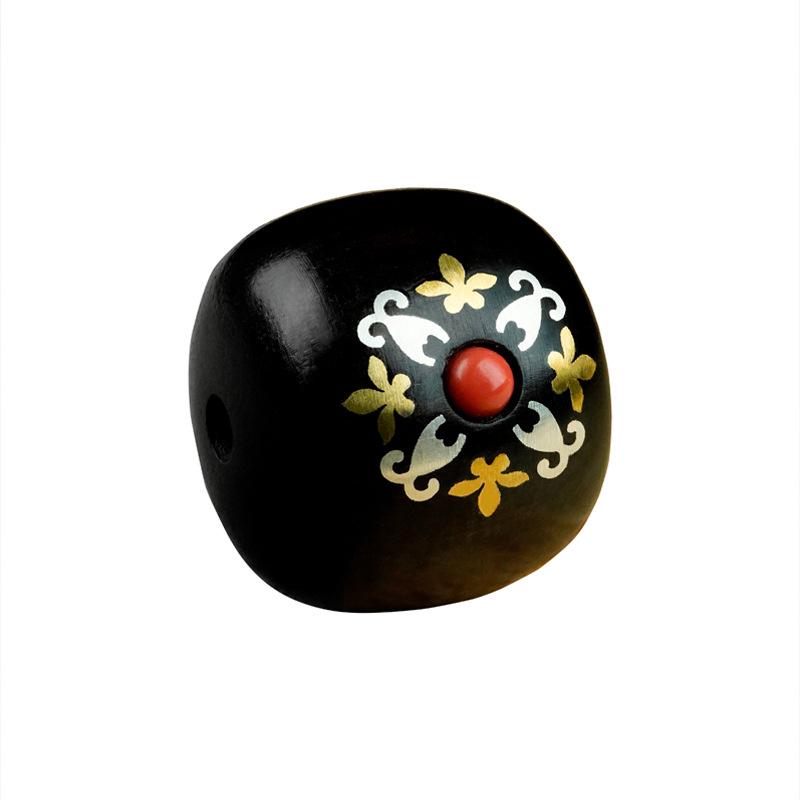 lobular red sandalwood inlaid with twelve flower god loose beads, black sandalwood old bead bracelet with pearl lotus pendant accessories