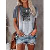 Summer Fashion Casual Comfortable Gradient Letter Printed Women's Short Sleeved Shirts
