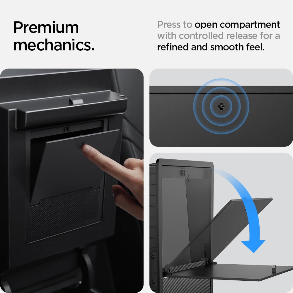 Spigen Tesla Armrest Model Compatible Storage Box Console Box Installation TO221 ACP04509 3/Y Multi-Function (Black)