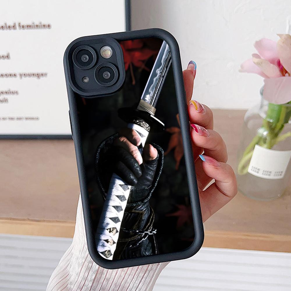 Чехол для телефона Katana Samurai Ronin Sakura для iPhone 17 16 15 14 13 12 11 Air Pro Max Plus Утолщенный ТПУ Цветной Чехол Роскошный Чехол