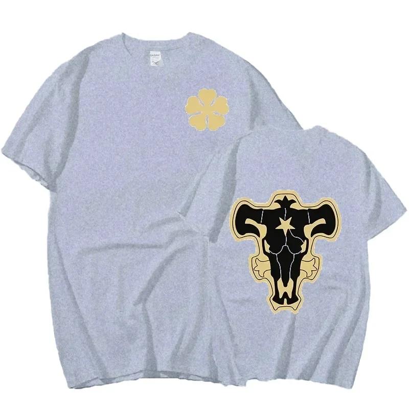 Футболка с изображением клевера, футболка с двусторонним принтом в стиле аниме, мужская и женская футболка с графикой Harajuku, уличная крутая футболка, топы в стиле хип-хоп, футболка