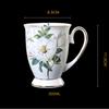 Fine Bone China Coffee Mugs Set of 4, Hand Drawn Gold Rimmed Floral Mugs, Porcelain Bone China Tea Cup with Lid, 300ml Elegant Office Home Tea Sets