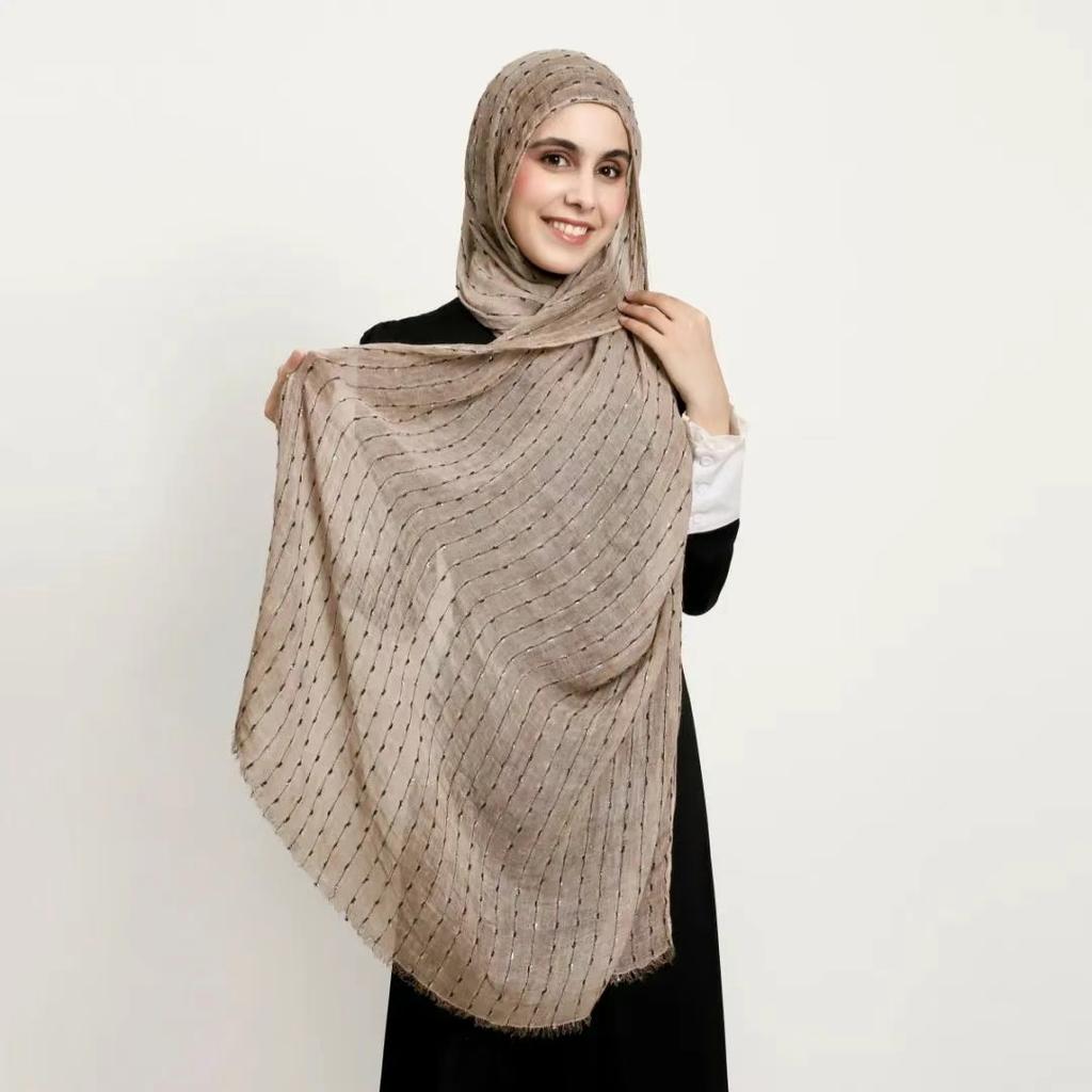 New Stripe Cotton Rayon Hijab Scarf For Woman Muslim Hijabs Fringes Shawl Fashion Cotton Linen Headband Islam Turban Foulard