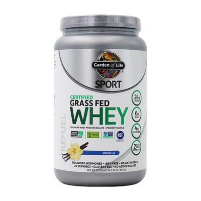 Спорт, Сертифицированный травяной откорм, Сывороточный протеиновый порошок Ваниль, 20 порций, 22.57 унции