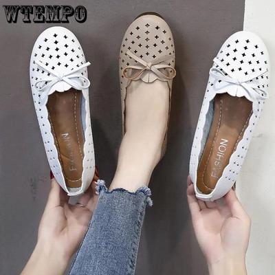 Женские туфли на мягкой подошве, весенне-осенние однотонные туфли на низком каблуке с круглым носком, с рюшами и звездами, удобные и дышащие