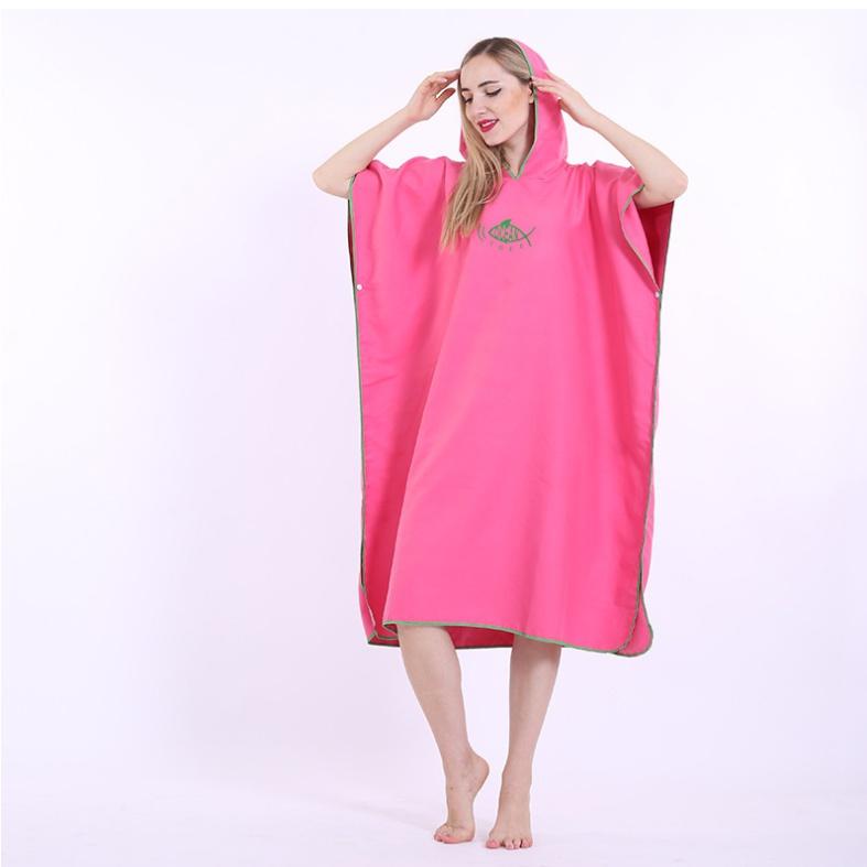 Unisex Beach Towel Poncho Bath Changing Robe Hooded Quick Dry Bathrobe Adult UK