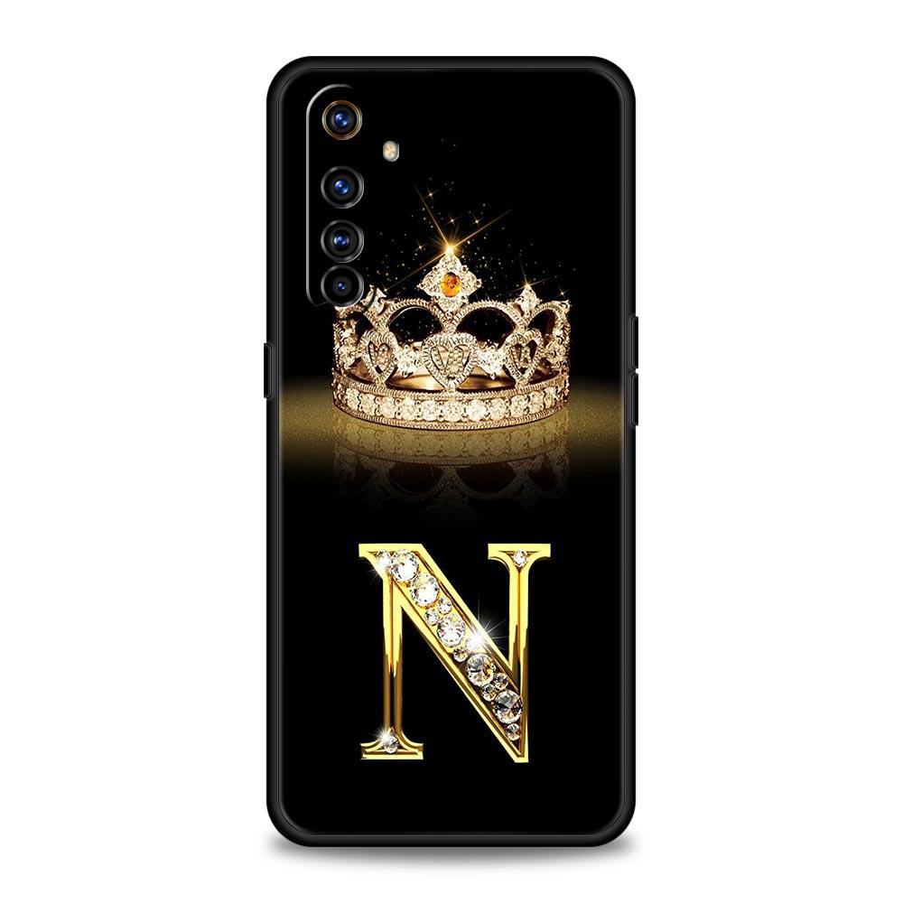 Diamond Crown Letter A For Realme GT Neo 2 3 3T Phone Case For Realme 10 9 8 5G 7 6 GT2 Pro Plus 9i 8i C21 C11 C25 C35 Cover