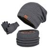 1 Set Winter Hat Scarf Gloves, Warm Knitted Winter Hat Touch Screen Gloves Neck Scarf Set Suitable for Both Men and Women Adults