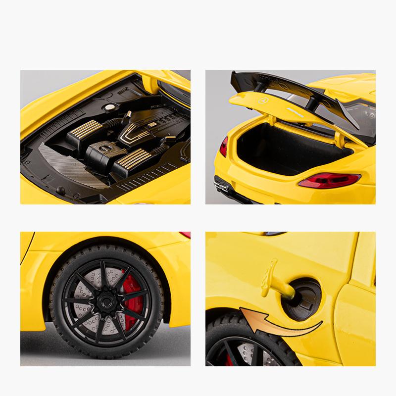 1/24 Benz SLS Amg Суперспортивный автомобиль Сплав Литая модель Металлическая машина Звук и свет Инерционная Коллекция Хобби Украшения День рождения