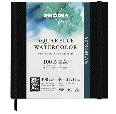 Блокнот Rhodia Touch для акварели, 21x21 см (Среднезернистая, гладкая, плотность бумаги 300 г/м², 20 листов) RHODIA Touch cf116143