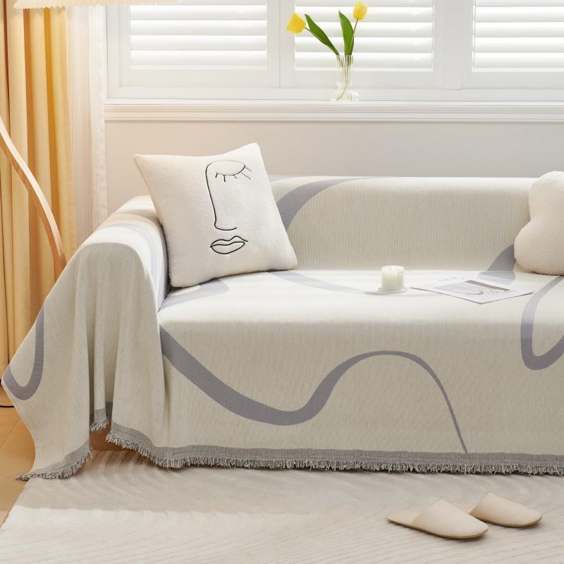 Ins Style Abstract Sofa Towel Four Seasons Universal Chenille Anti-Scratching Sofa Cover Cloth Full Covered Sofa Cover Dustproof