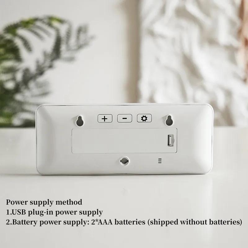 Battery Powered Digital Wall Clock TEMP Humidity Date Comfortableness Table Clock 12/24H LCD Clock For Living Room Home Decor