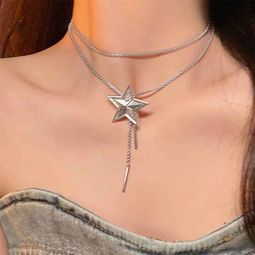 Регулируемая длина, пятиконечная звезда, кулон из сплава, ожерелье, модный женский аксессуар для повседневного глэма
