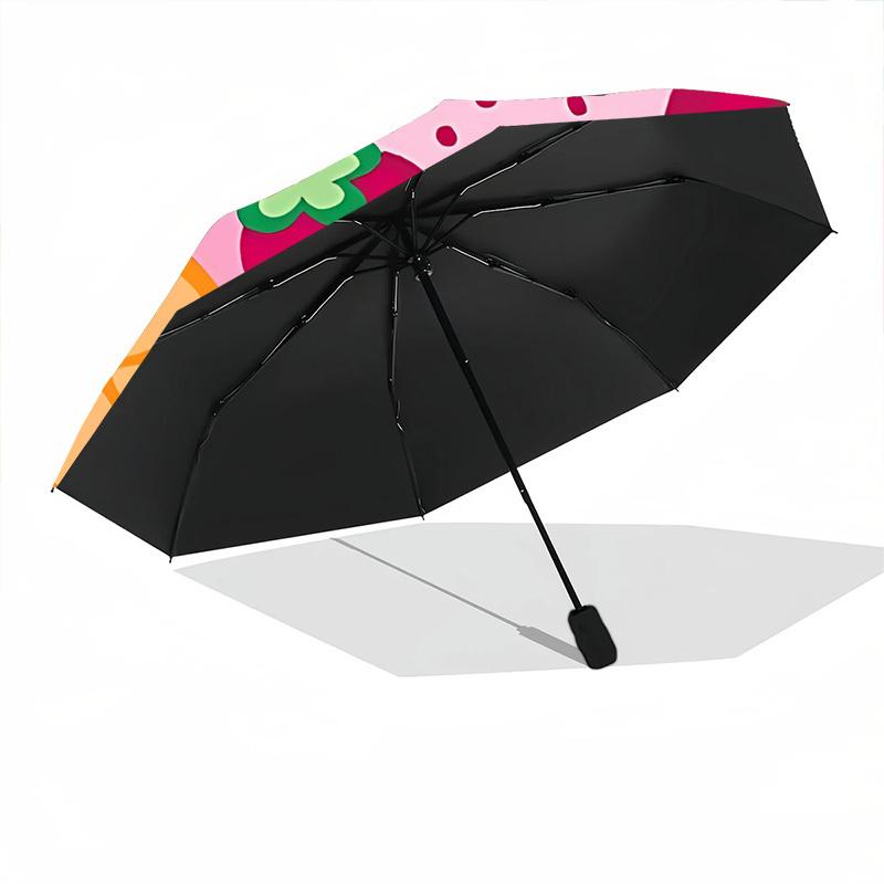 1pc Fruit Punch Fashionable Automatic Opening/Closing Folding Umbrella with 8 Bones, Windproof Portable, Daily Use154