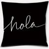 Black and White English Sentence Series Printed Square Home Decor Pillow Cover Car Sofa Cushion