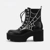 Fashion New 2024 Platform Ankle Boots Women Autumn Lace Up Thick High Heel Punk Boot Woman Fashion Shoes Women's Casual Footwear