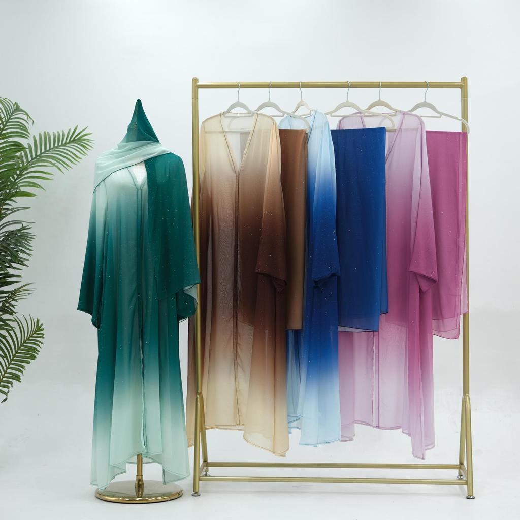 2024 Лория Градиентный цвет Повязка на голову и Повседневный Кардиган-халат для вечеринки LR841