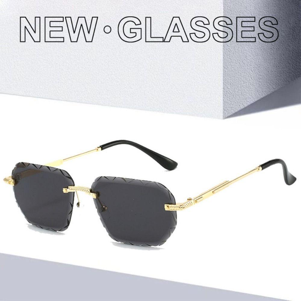 Frameless Rimless Sunglasses Square Driving Eyewear Personality Men Sunglasses Unisex