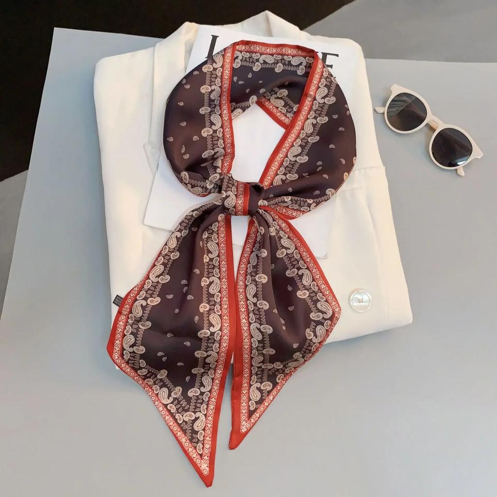 Luxury Design Zebra In Flowers Women Scarf Luxury Silk Scarf Fashion Hair Headband Foulard Skinny Bag Scarves Neckerchief Lady