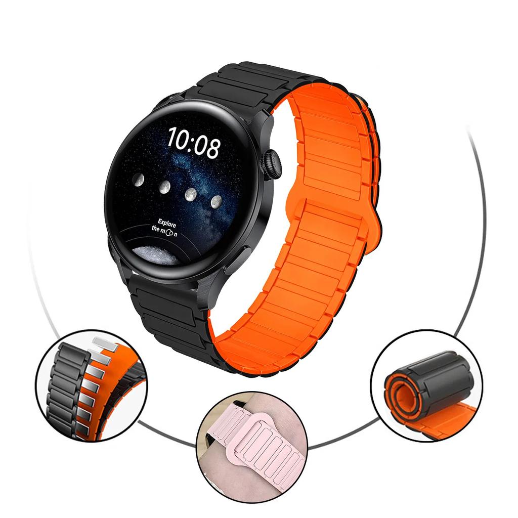 18mm 20mm 22mm Magnetic Band for Samsung Galaxy Watch 7 6 5 4 40mm 44mm 5Pro 6Classic Silicone Strap for Huawei Watch GT5 GT5 Pro 46mm Xiaomi