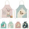 Alpaca Llama Cactus Printed Cotton Linen Sleeveless Aprons Kitchen Women Pinafore Home Cooking Baking Waist Bib 68x55cm