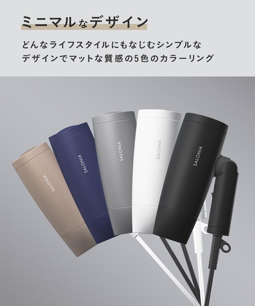 SALONIA Speedy Ion Hair Dryer, High Airflow, Fast Drying, Lightweight, Negative Ion Hair Dryer, SL-013GR, Gray