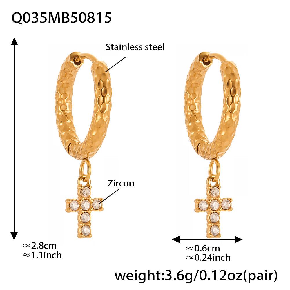 Серьги-крестики из нержавеющей стали с покрытием из 18-каратного золота и цирконами – Минималистичный роскошный стиль