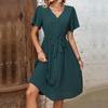 2023 Summer European & American Chic Women's Pleated French Retro Dress