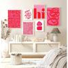 Абстрактный Розовый Красный Линия Современный Набор из 8 Постеров Принтов Привет Холст Живопись Трендовая Галерея Настенного Искусства Гостиная Домашний Декор