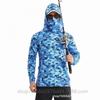 Mens Quick-Dry Ice Silk Long Sleeve UPF Sun Protection Hooded Fishing Shirt With Integrated Face Cover